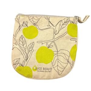 NWT Juice Beauty zip up small makeup bag natural canvas lightweight cute